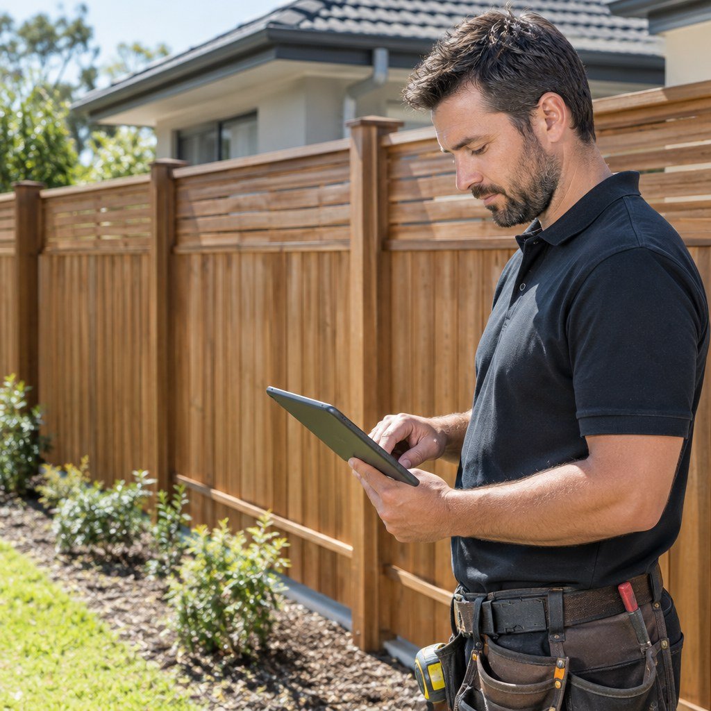 Fencing contractor reviewing a quote follow-up tracker